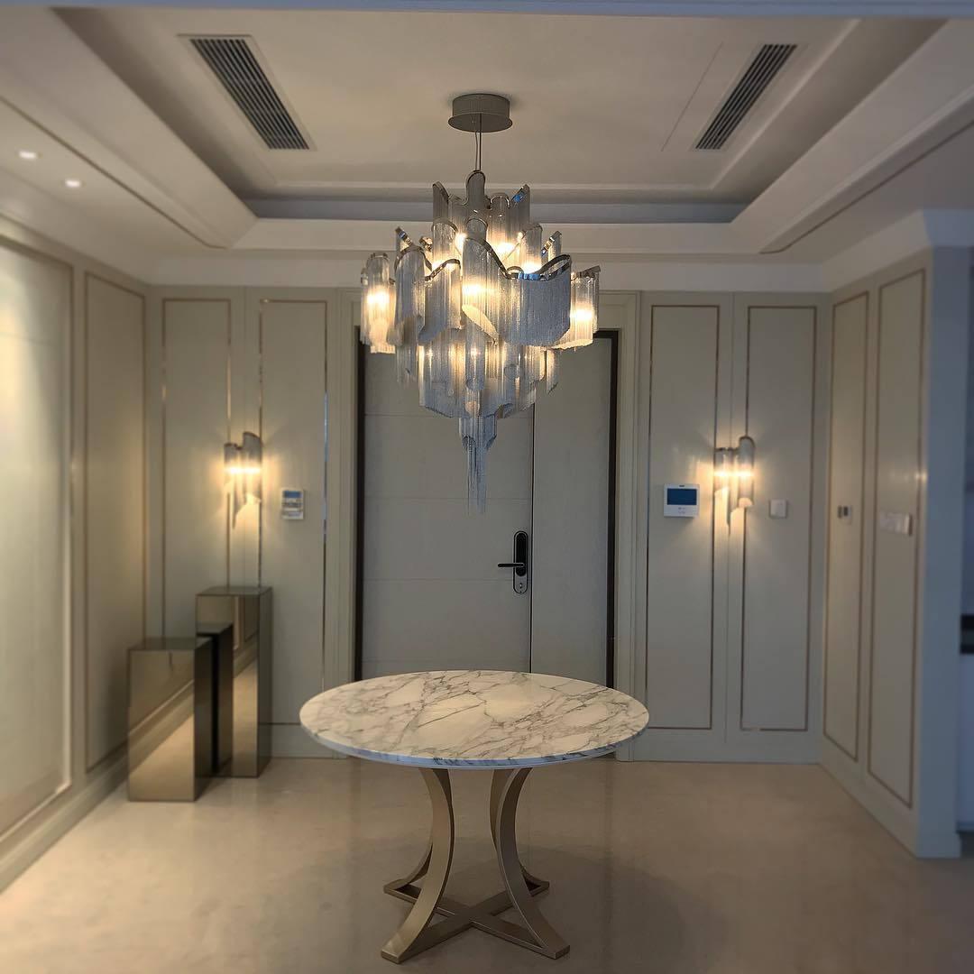 Post-Modern Extra Large Stainless Steel Long Tassel Chandelier-Manorlights