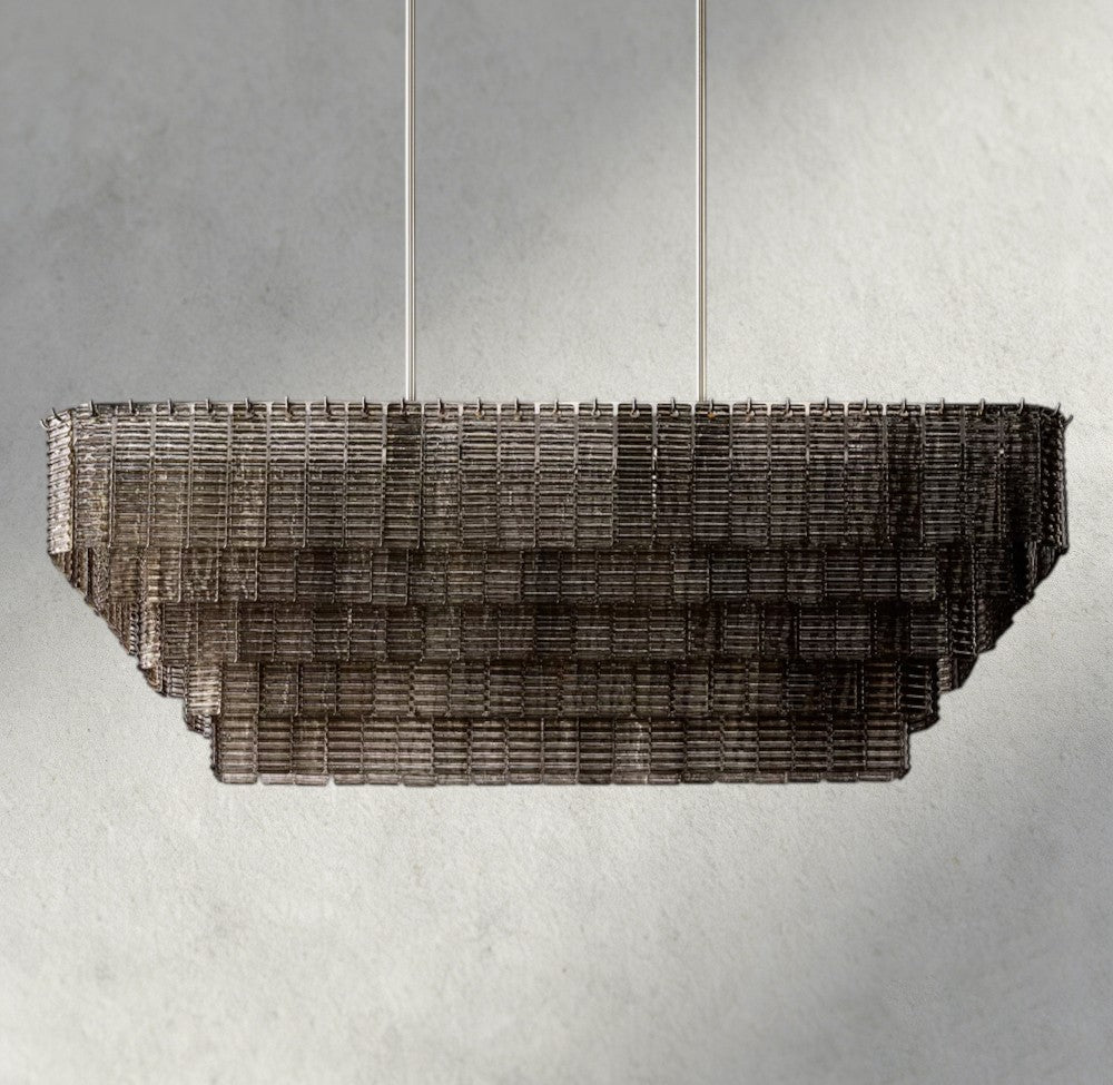 Sirene Smoke Glass Rectangular Chandelier 59", 77"-chandelier-Manorlights