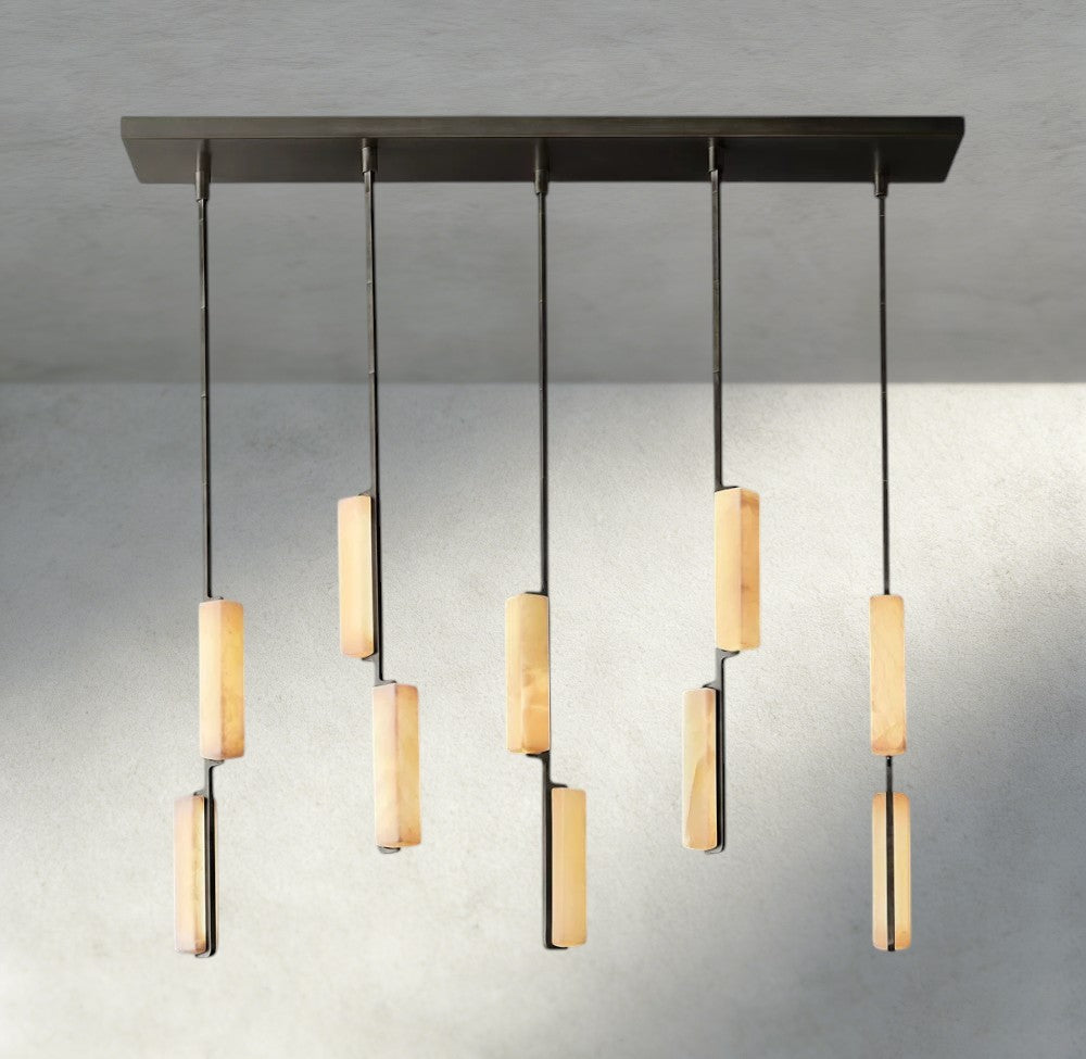 Audubon Alabaster Linear Chandelier 54"-Manorlights