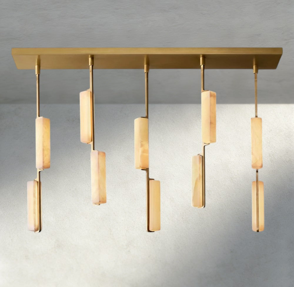 Audubon Alabaster Linear Chandelier 54"-Manorlights