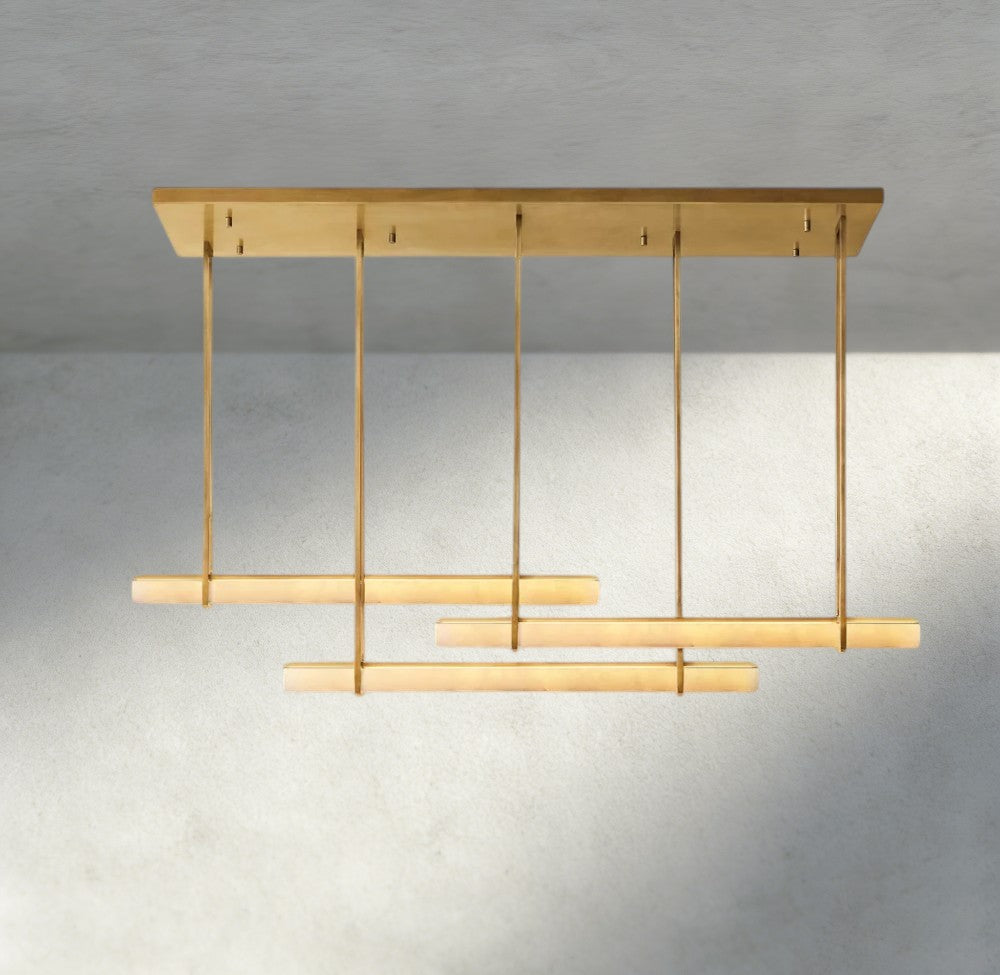 Audubon Alabaster Triple Bar Linear Chandelier-Manorlights