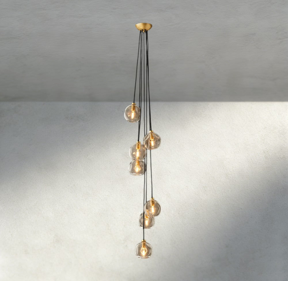 Bubble Clear Glass Cascade Pendant-Chandelier-Manorlights