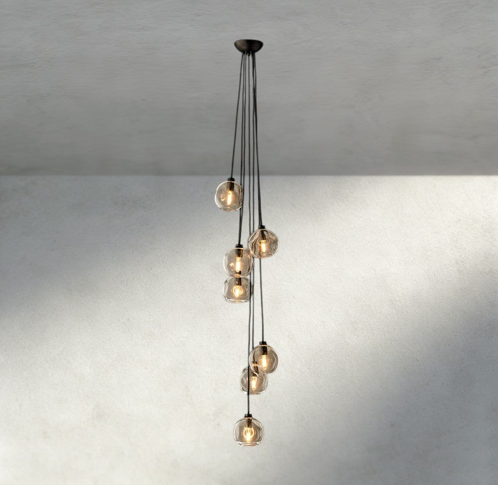 Bubble Clear Glass Cascade Pendant-Chandelier-Manorlights