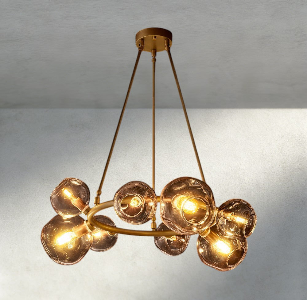 Bubble Smoke Glass Round Chandelier-Chandelier-Manorlights
