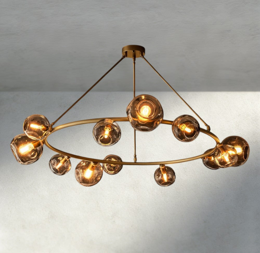 Bubble Smoke Glass Round Chandelier-Chandelier-Manorlights