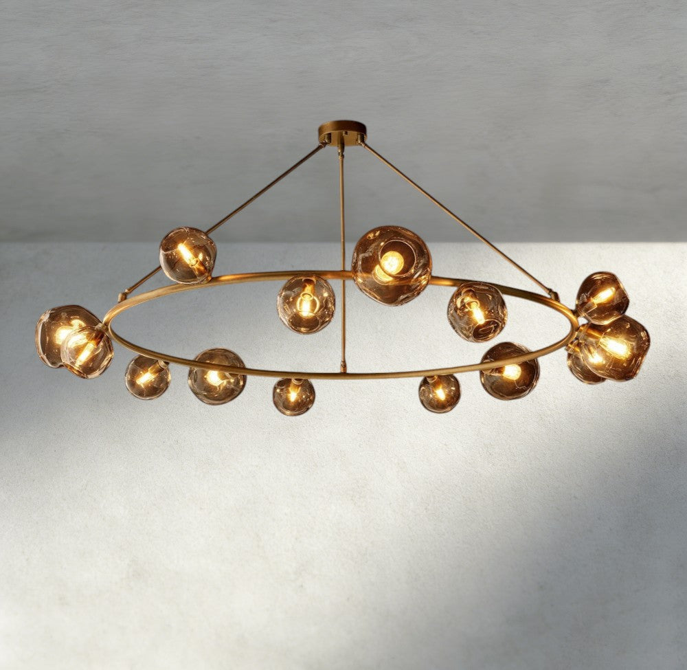 Bubble Smoke Glass Round Chandelier-Chandelier-Manorlights