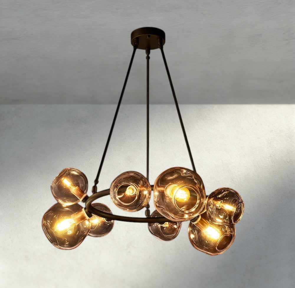 Bubble Smoke Glass Round Chandelier-Chandelier-Manorlights