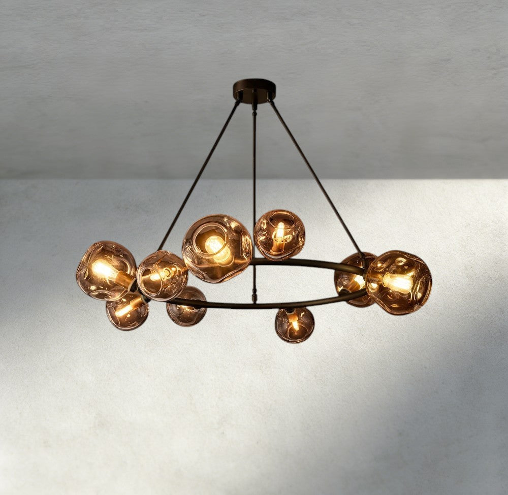 Bubble Smoke Glass Round Chandelier-Chandelier-Manorlights