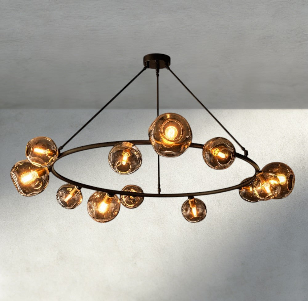 Bubble Smoke Glass Round Chandelier-Chandelier-Manorlights