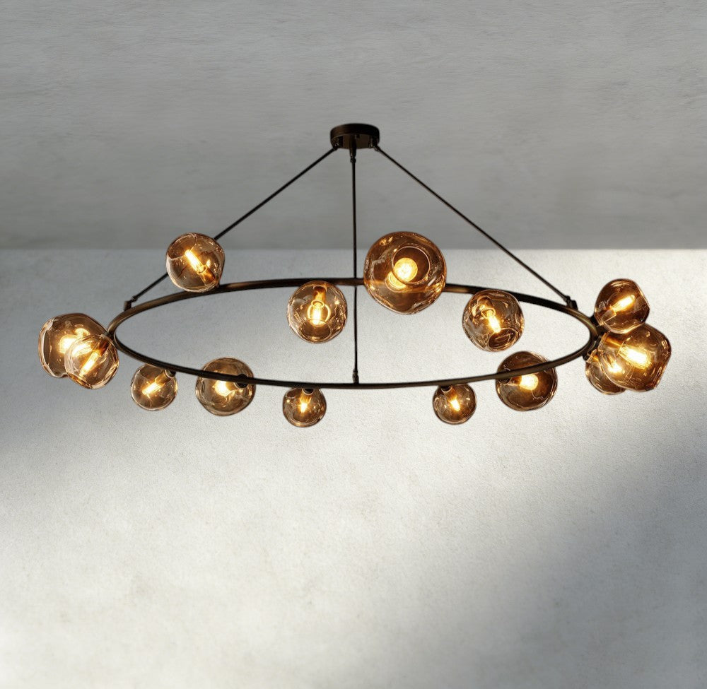 Bubble Smoke Glass Round Chandelier-Chandelier-Manorlights