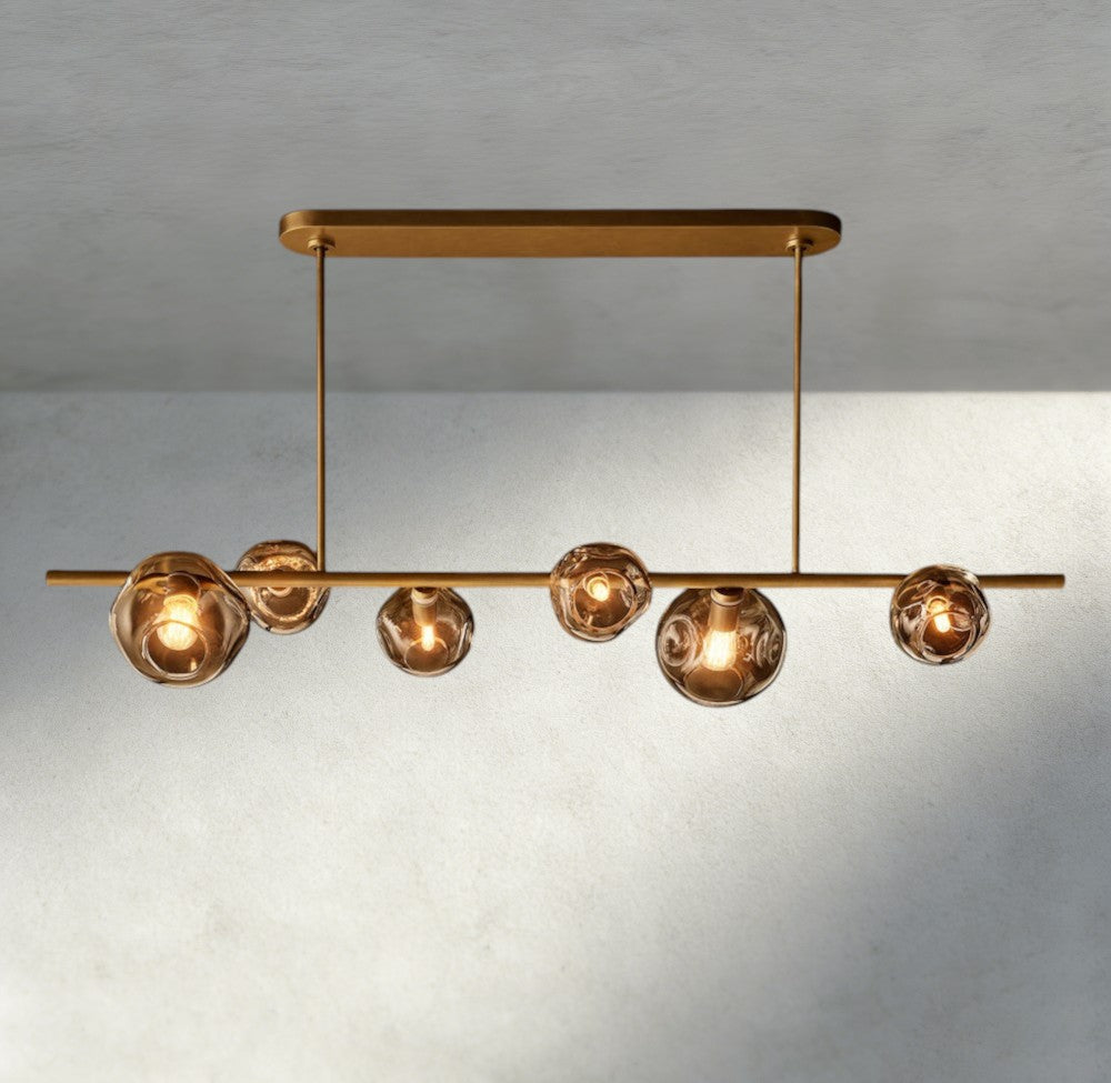 Bubble Smoke Glass Linear Chandelier-Chandelier-Manorlights