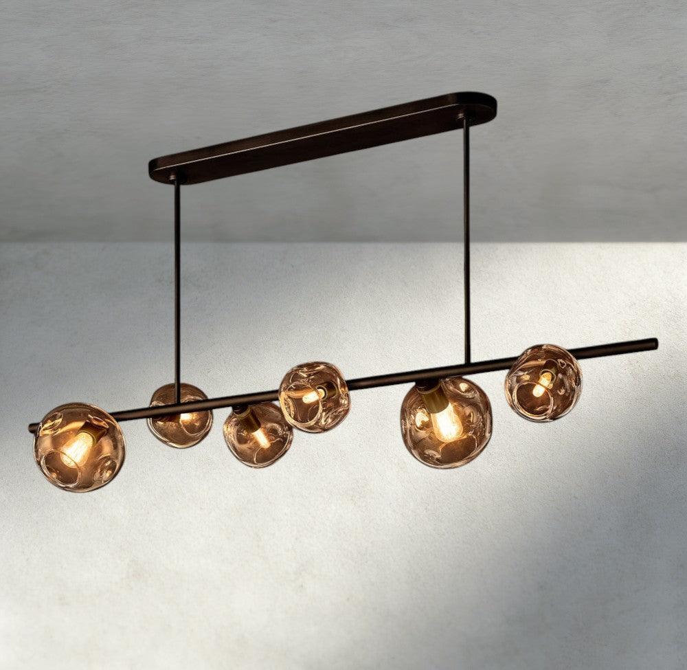 Bubble Smoke Glass Linear Chandelier-Chandelier-Manorlights