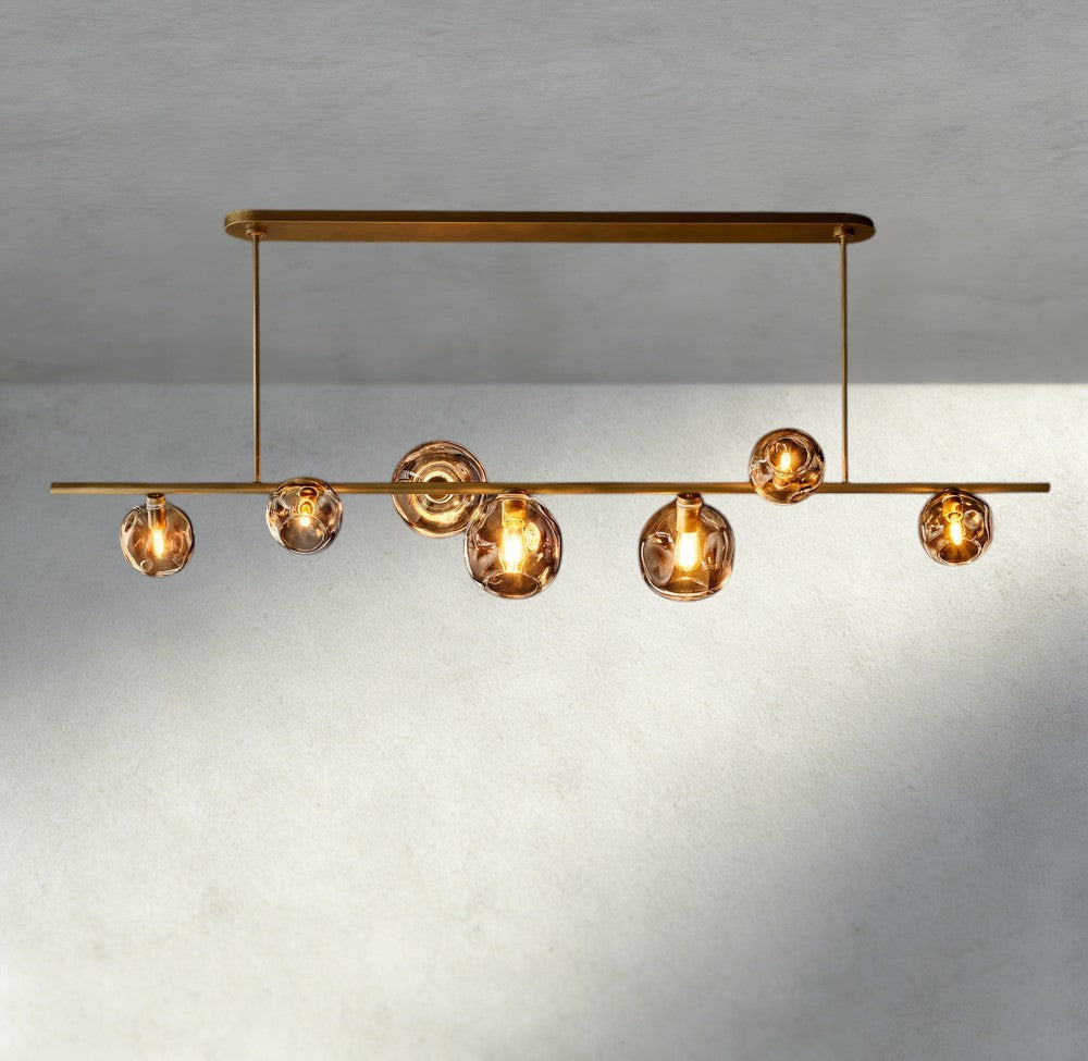 Bubble Smoke Glass Linear Chandelier-Chandelier-Manorlights