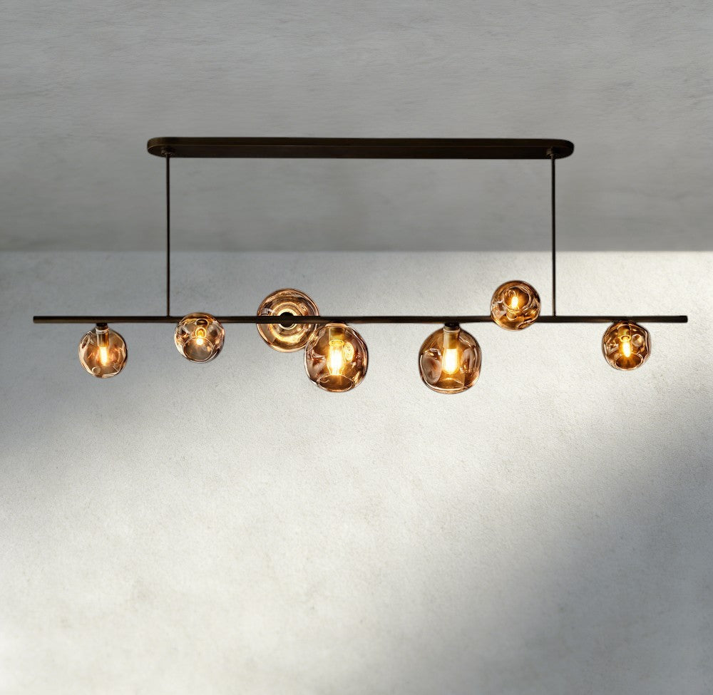 Bubble Smoke Glass Linear Chandelier-Chandelier-Manorlights