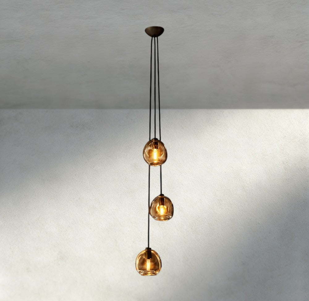 Bubble Smoke Glass Cascade Pendant-Chandelier-Manorlights