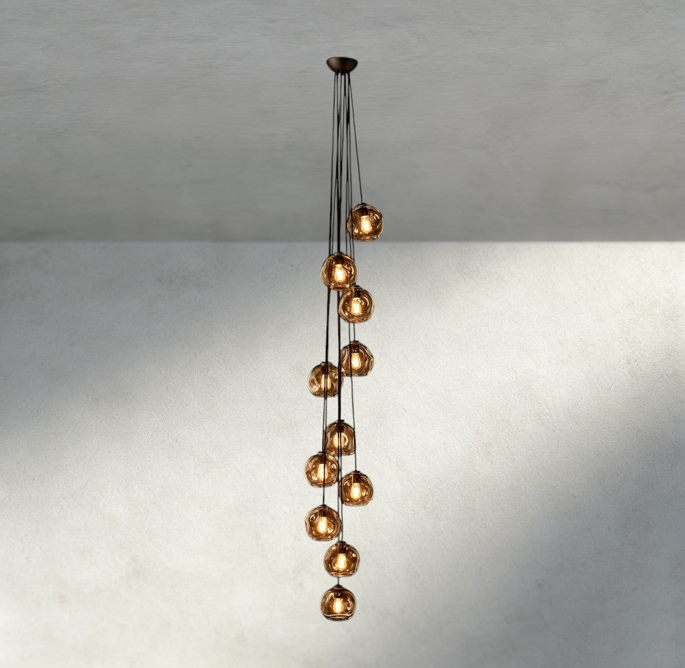 Bubble Smoke Glass Cascade Pendant-Chandelier-Manorlights