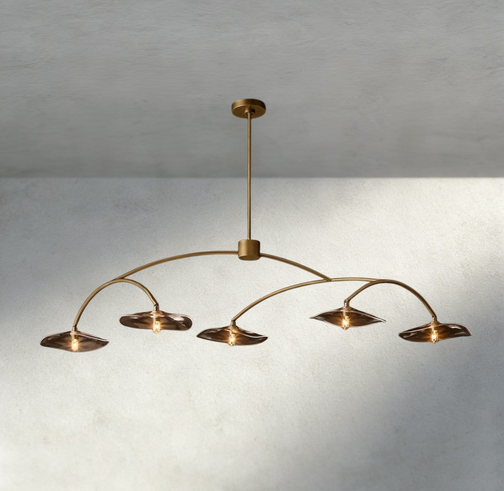 Lily Smoke Glass Linear Chandelier-Chandelier-Manorlights