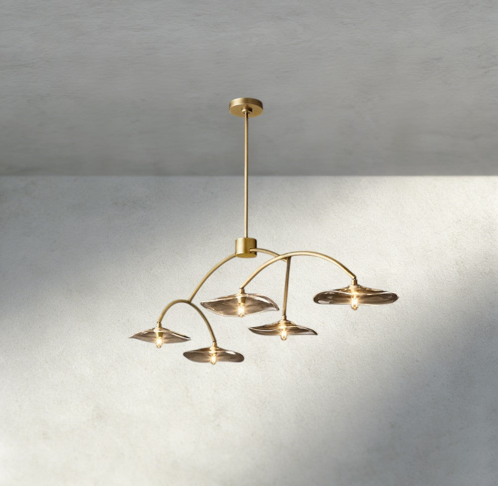 Lily Smoke Glass Linear Chandelier-Chandelier-Manorlights