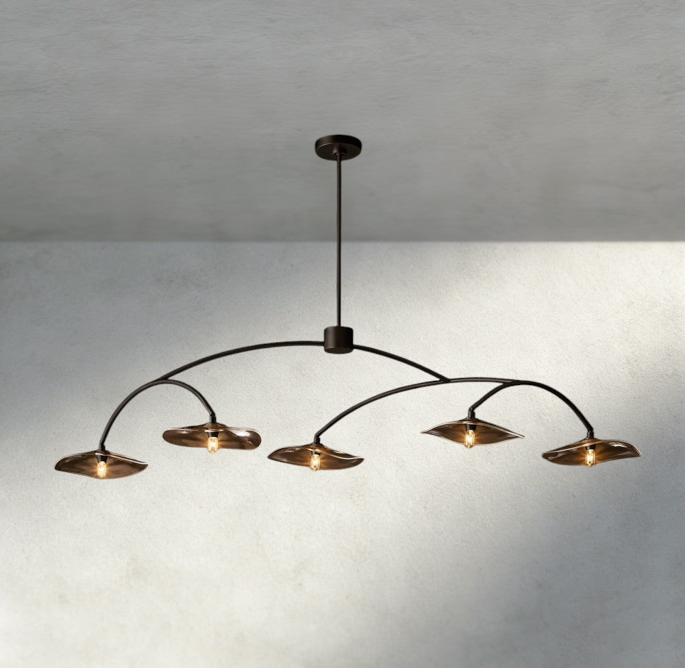 Lily Smoke Glass Linear Chandelier-Chandelier-Manorlights