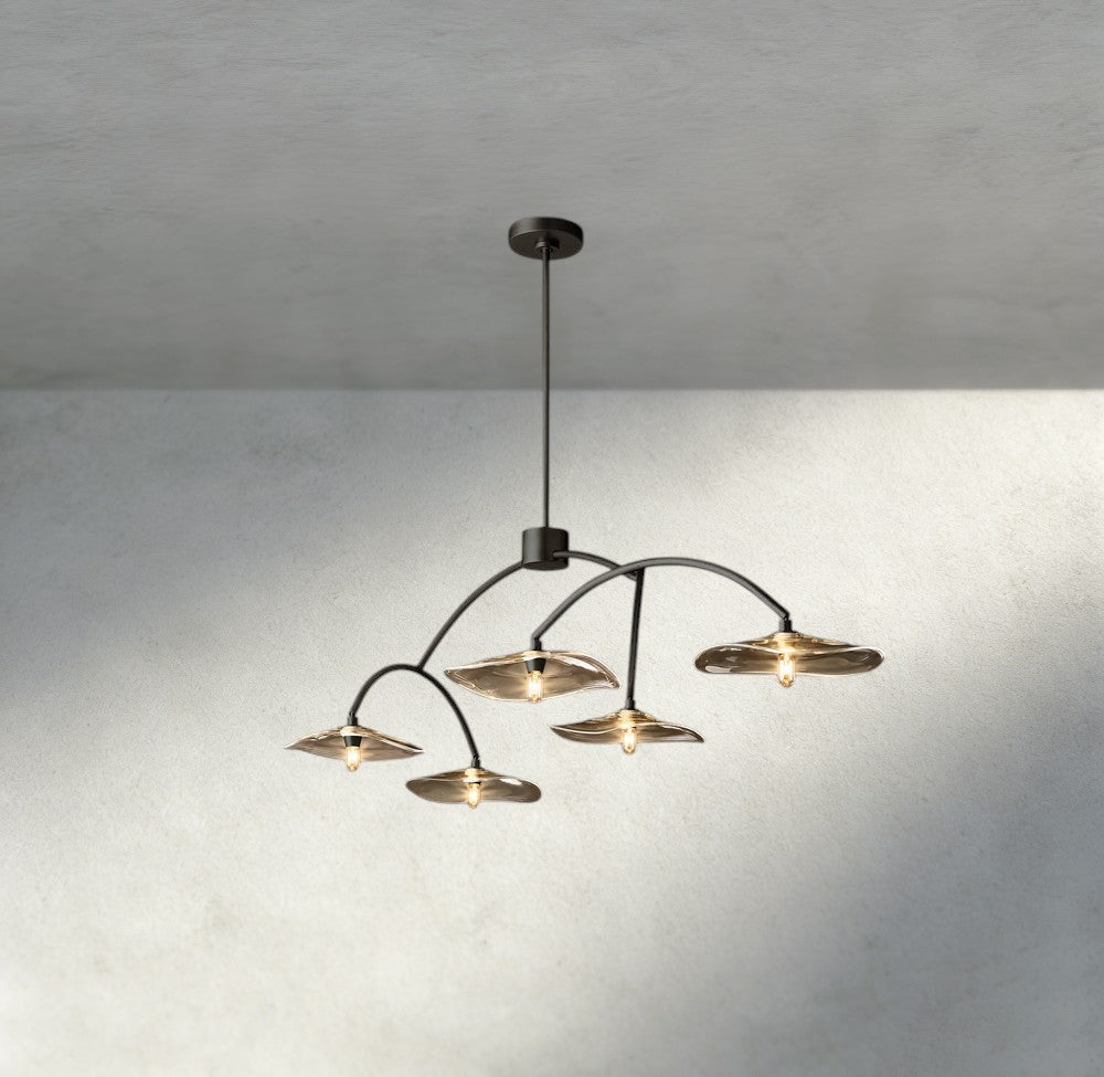 Lily Smoke Glass Linear Chandelier-Chandelier-Manorlights