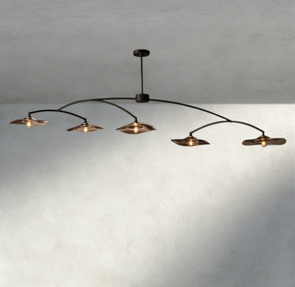 Lily Smoke Glass Linear Chandelier-Chandelier-Manorlights