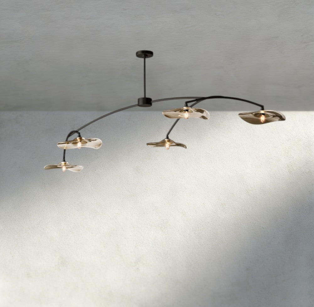Lily Smoke Glass Linear Chandelier-Chandelier-Manorlights