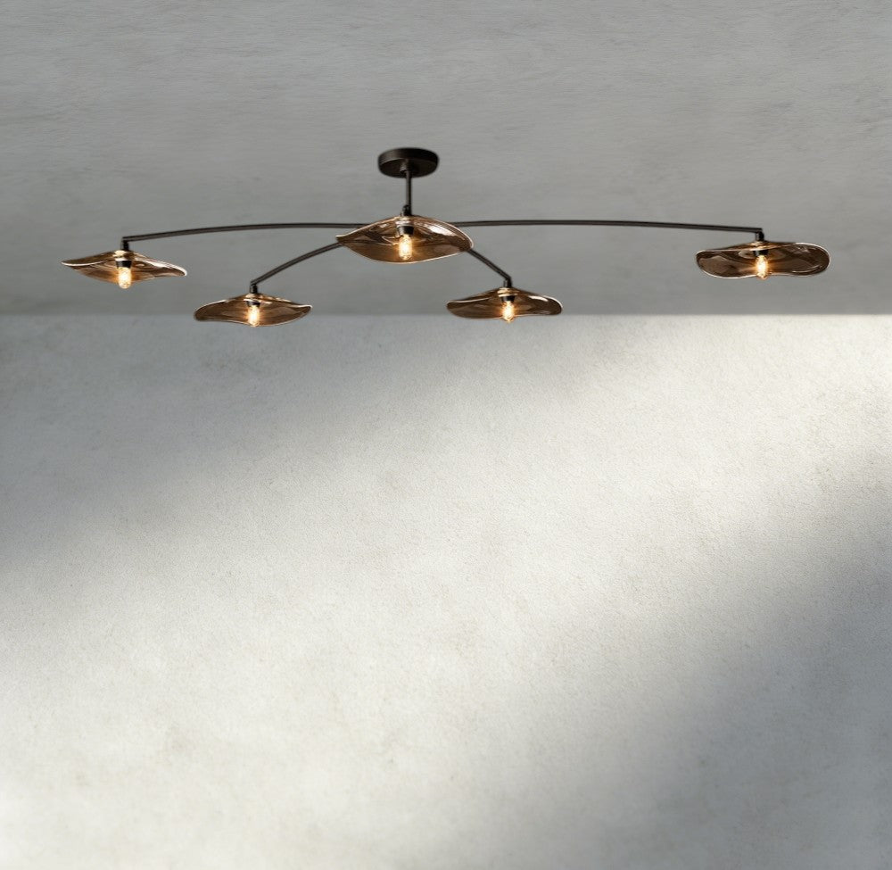 Lily Smoke Glass Flushmount-Flushmounts-Manorlights