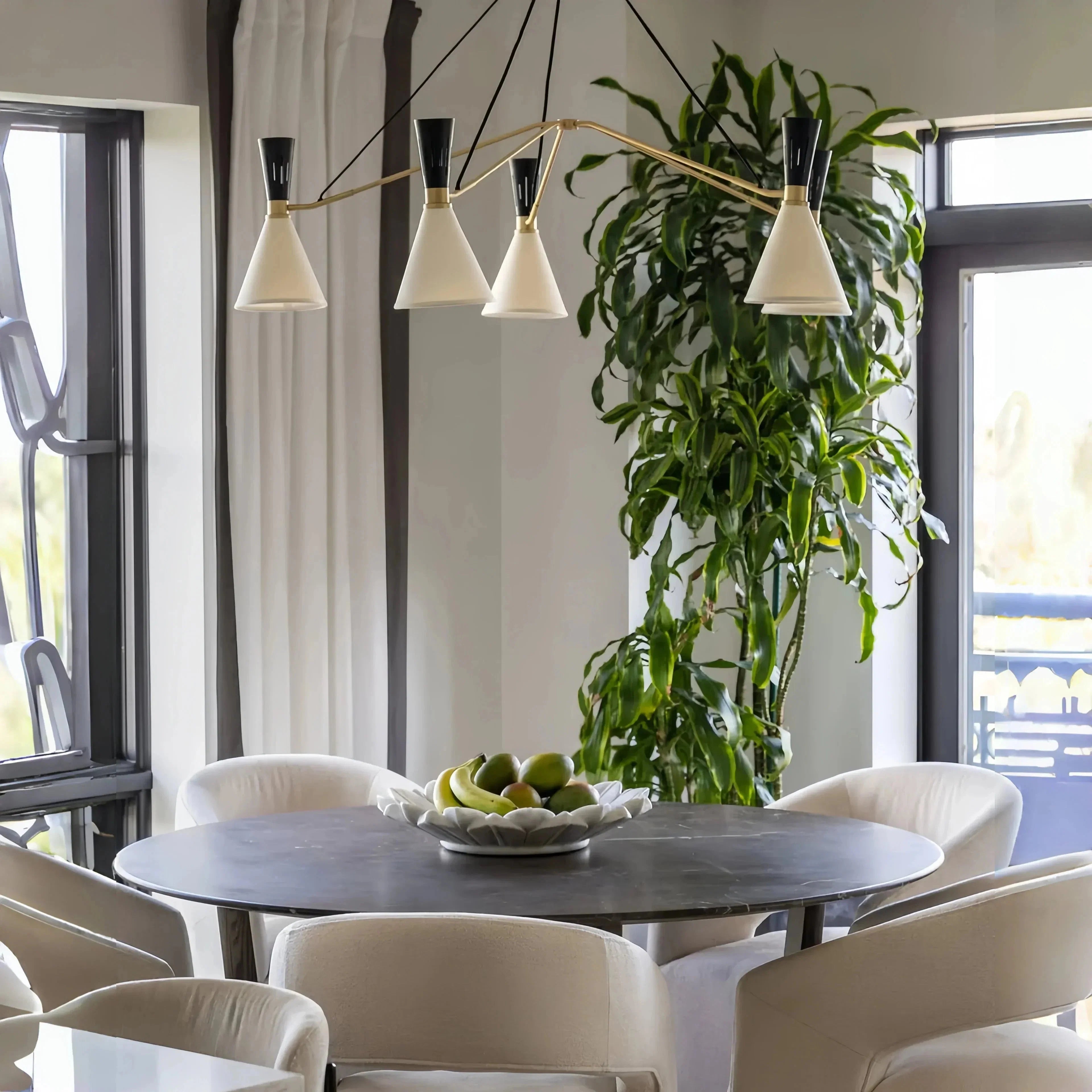Ramsey 3/5 Lights Round Chandelier in black by Blush Lighting
