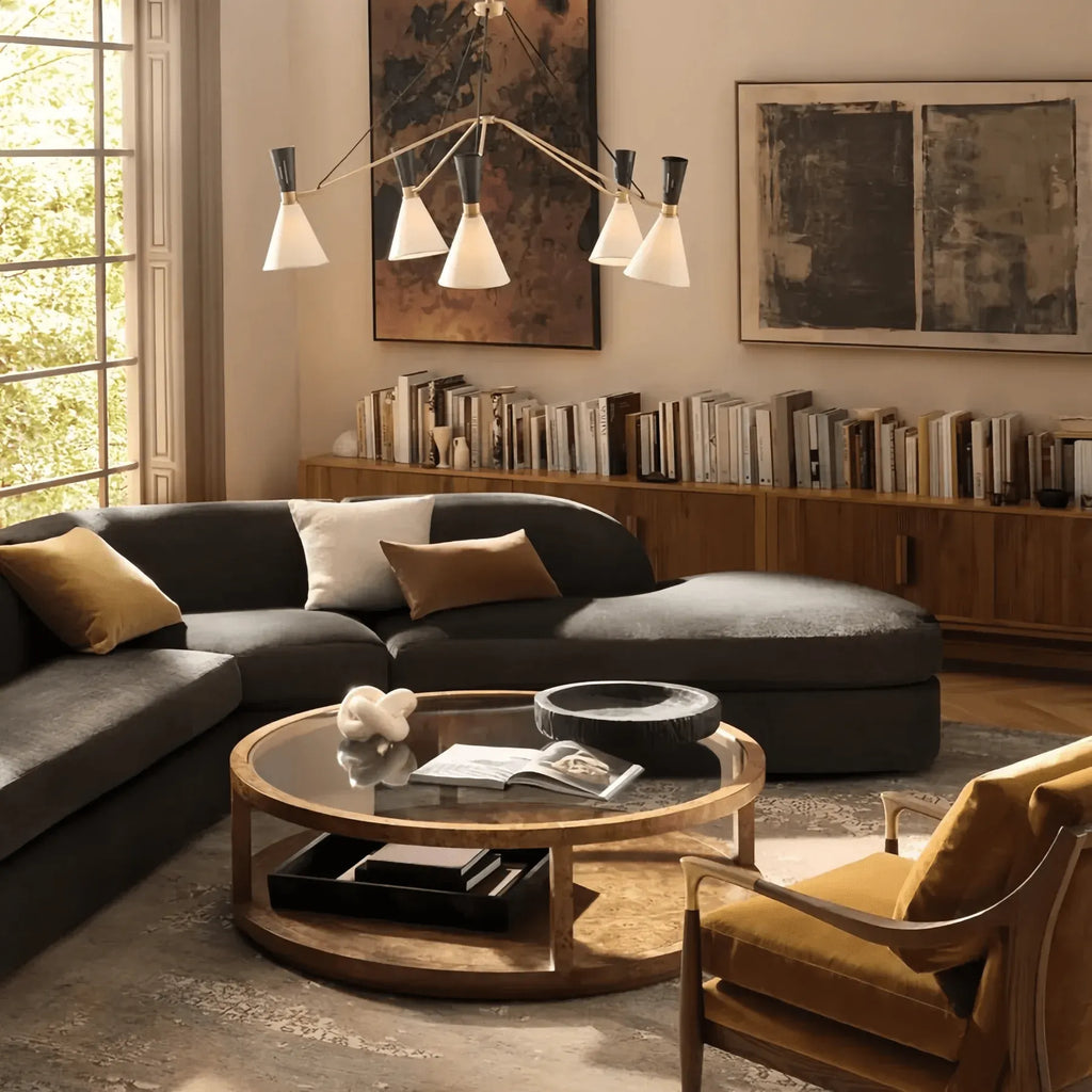 Ramsey 6-Light Linear Chandelier styled in a modern dining room