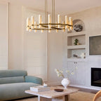 Ravelle Round Milk Glass Chandelier 36", 48", 60"