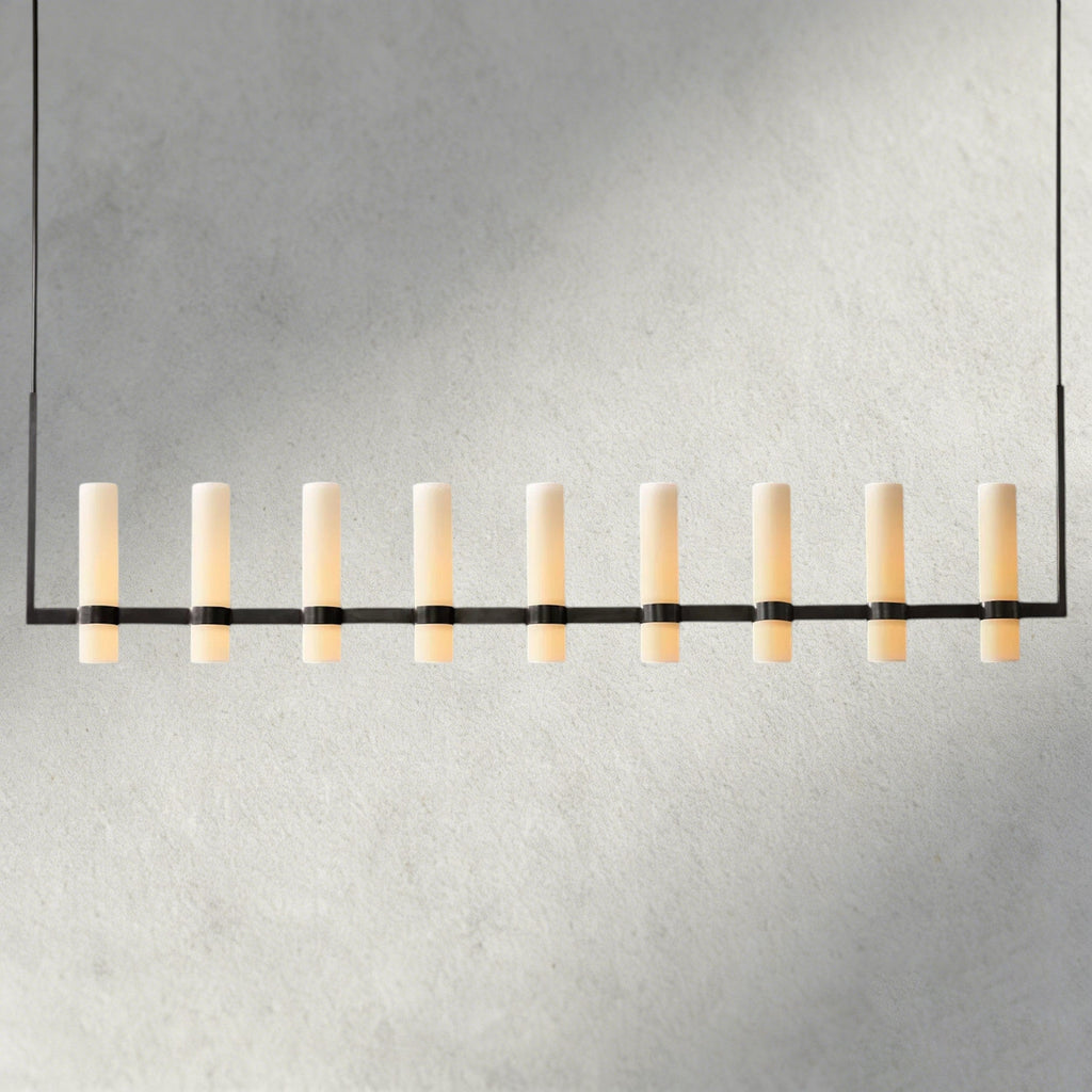 Ravelle Linear Milk Glass Chandelier 59", 71"-Chandelier-Manorlights