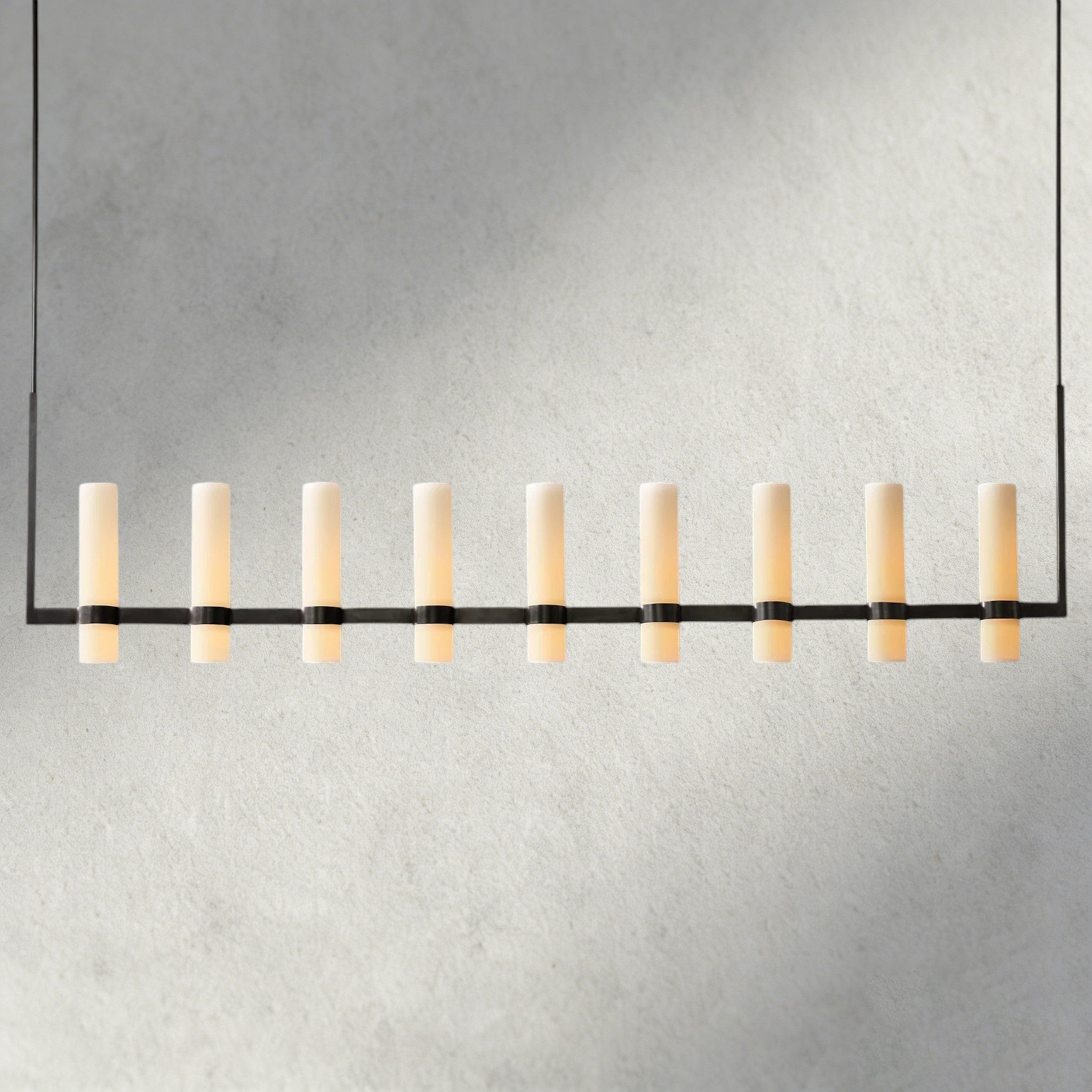 Ravelle Linear Milk Glass Chandelier 59", 71"-Chandelier-Manorlights