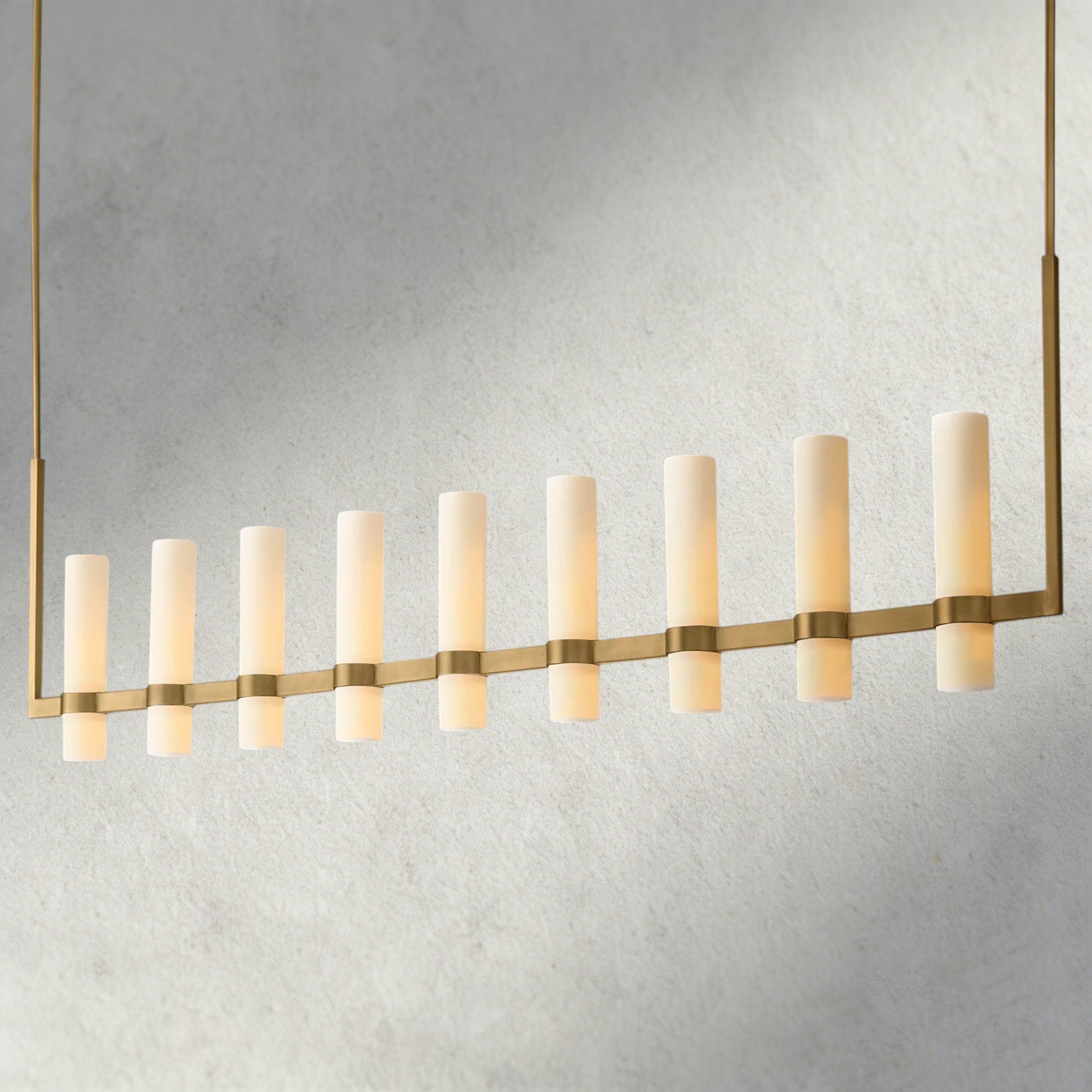 Ravelle Linear Milk Glass Chandelier 59", 71"-Chandelier-Manorlights