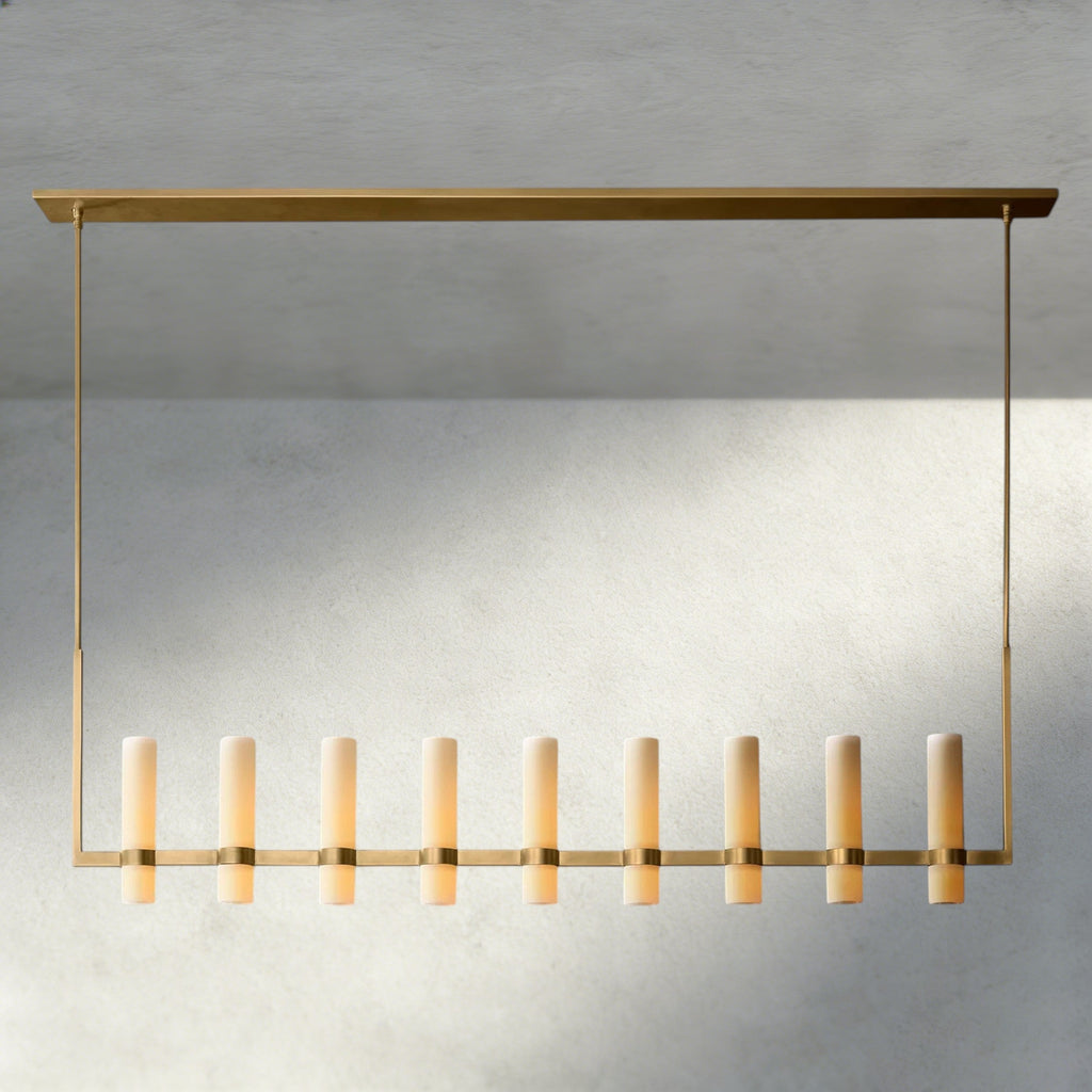 Ravelle Linear Milk Glass Chandelier 59", 71"-Chandelier-Manorlights