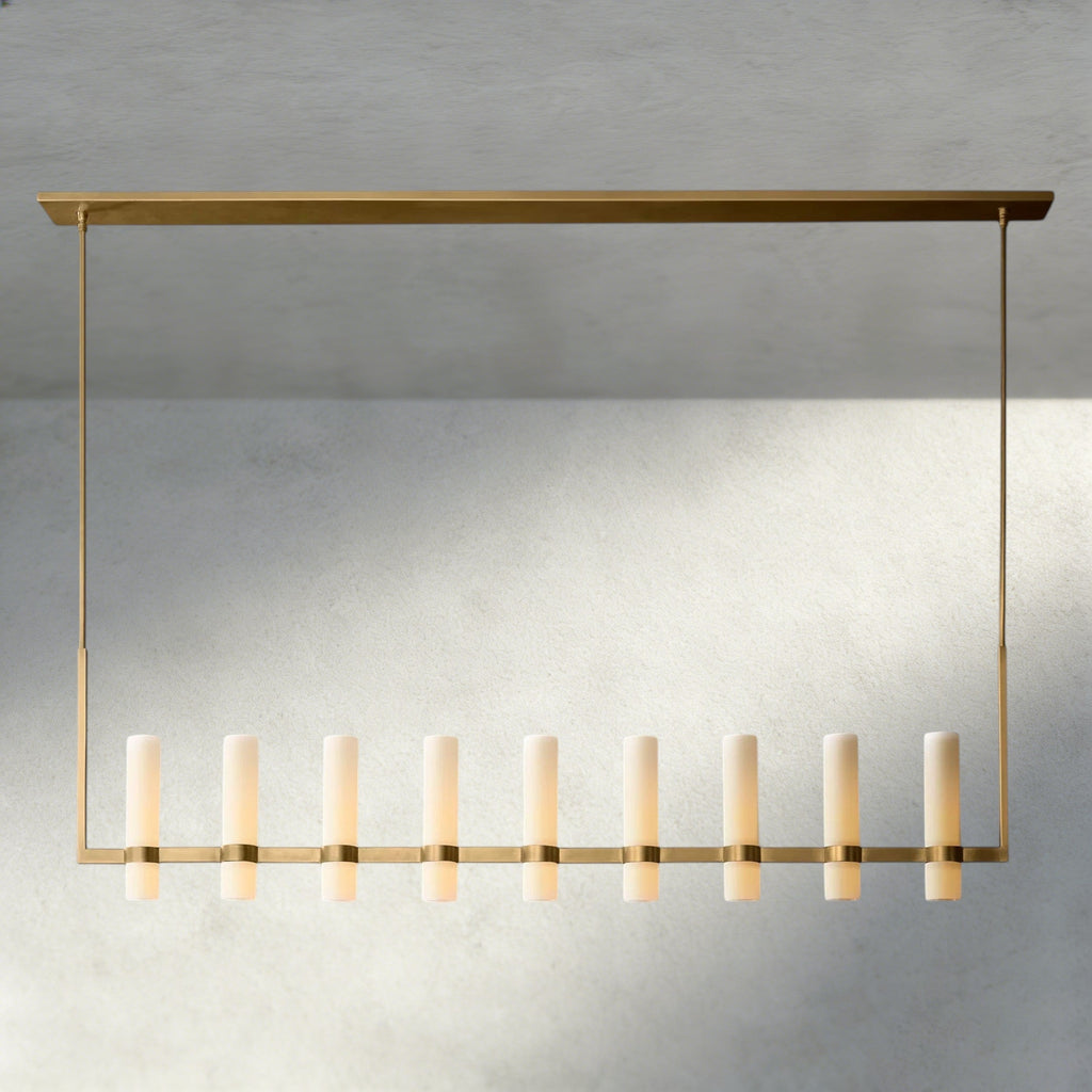 Ravelle Linear Milk Glass Chandelier 59", 71"-Chandelier-Manorlights