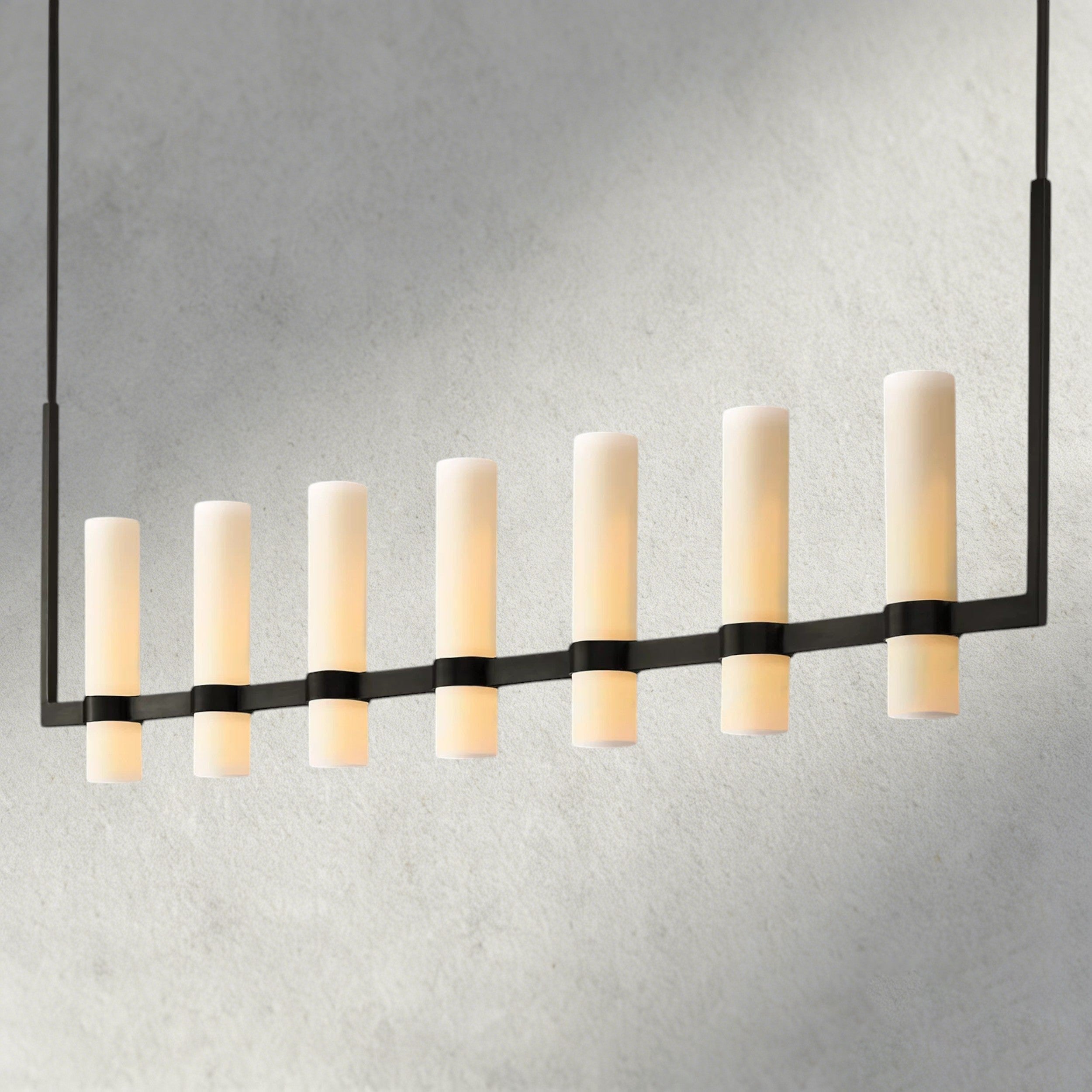 Ravelle Linear Milk Glass Chandelier 59", 71"-Chandelier-Manorlights