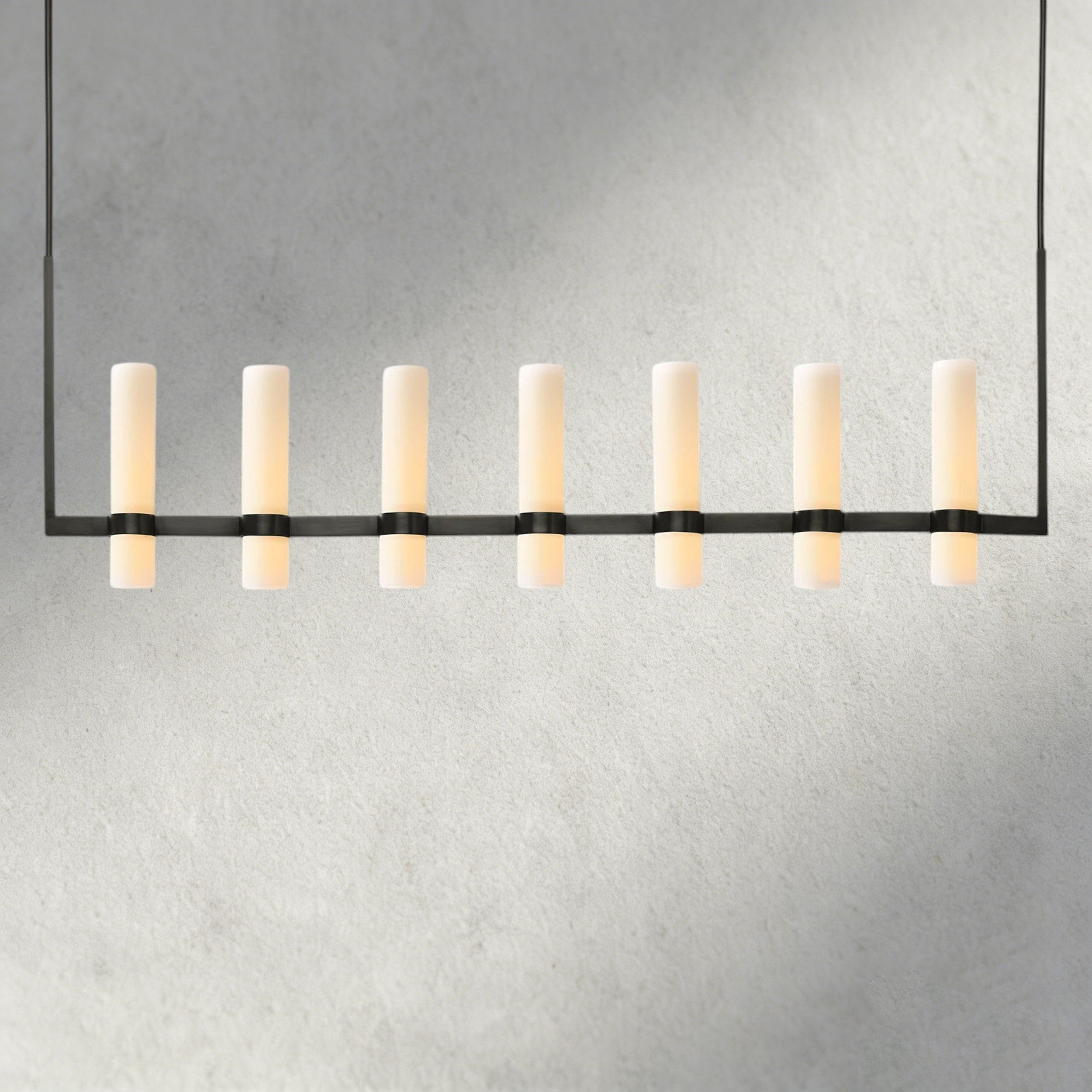 Ravelle Linear Milk Glass Chandelier 59", 71"-Chandelier-Manorlights