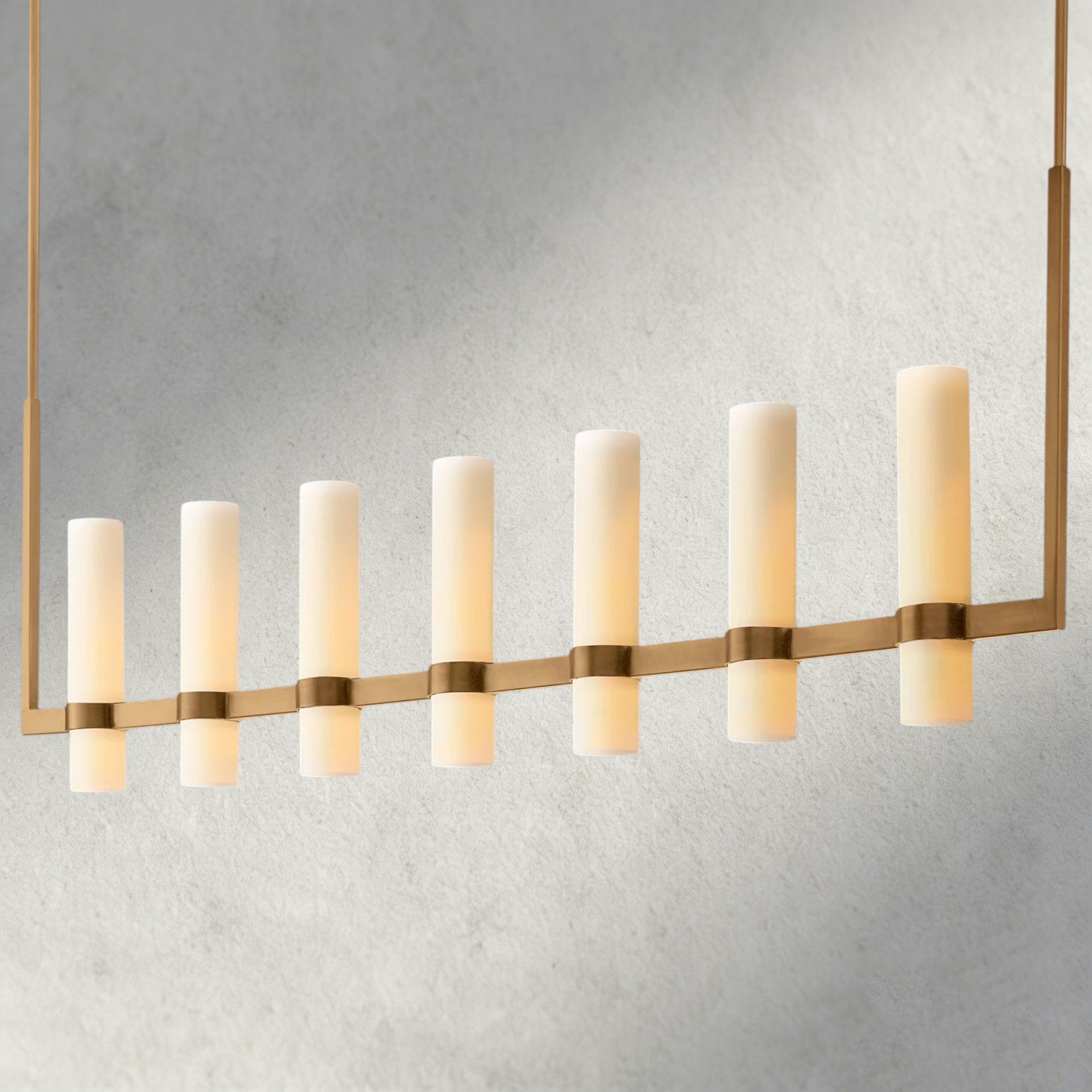 Ravelle Linear Milk Glass Chandelier 59", 71"-Chandelier-Manorlights