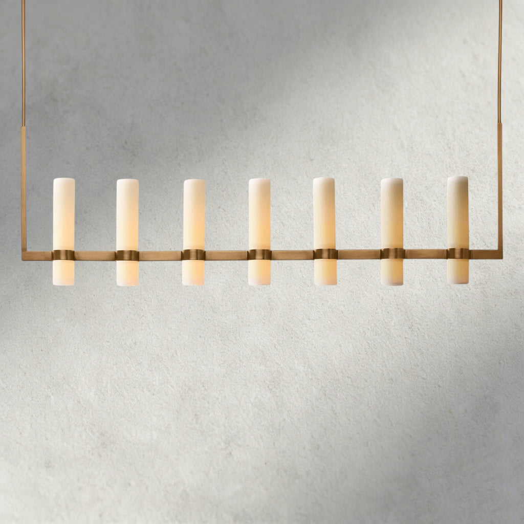 Ravelle Linear Milk Glass Chandelier 59", 71"-Chandelier-Manorlights