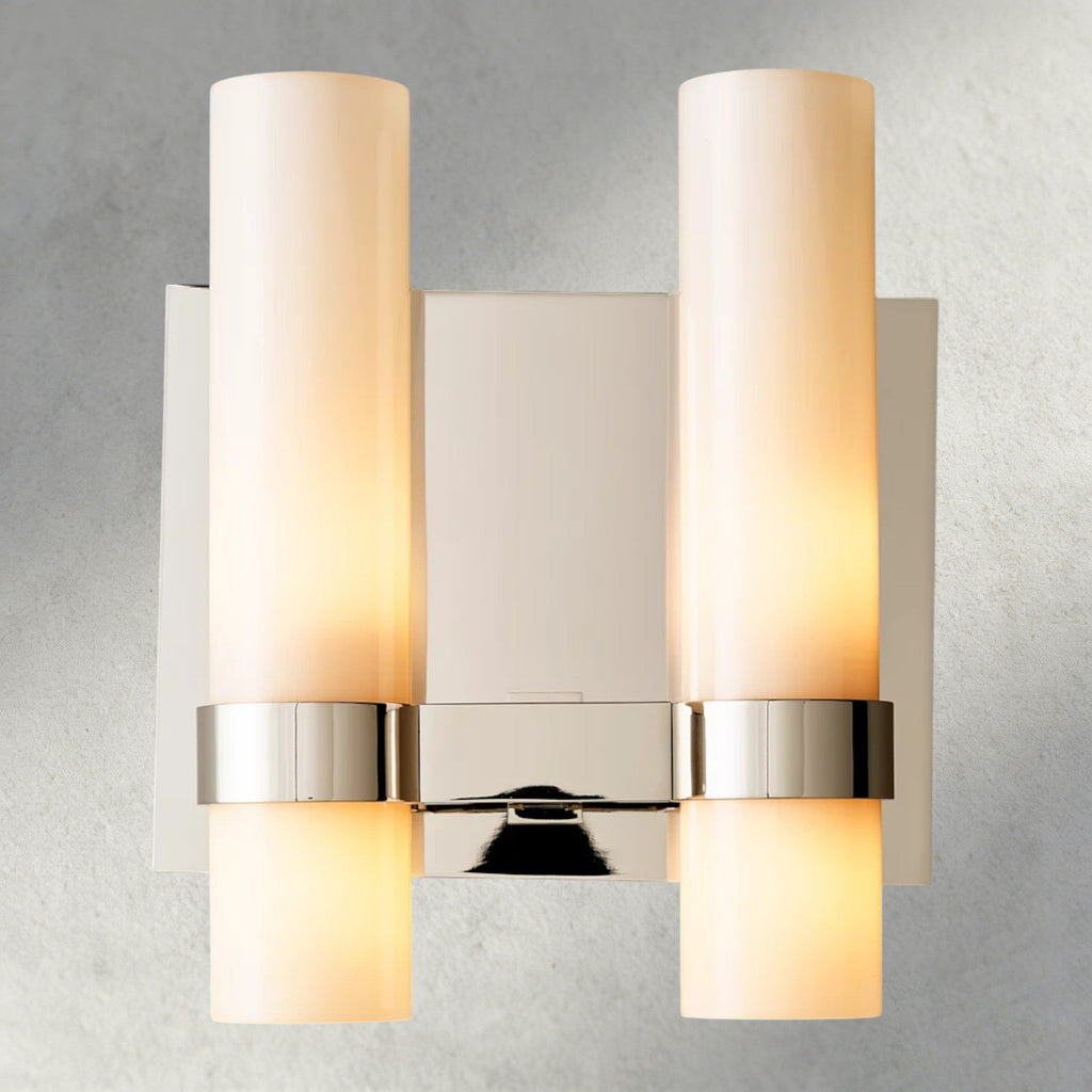 Ravelle Milk Glass Double Sconce-Wall Sconce-Manorlights