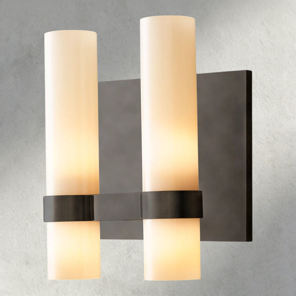 Ravelle Milk Glass Double Sconce-Wall Sconce-Manorlights