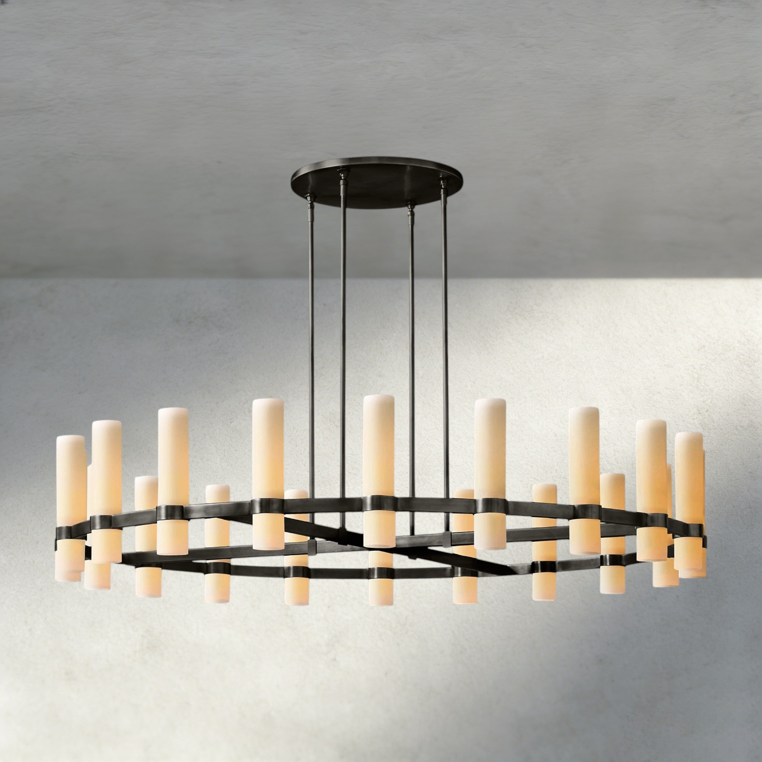 Ravelle Round Milk Glass Chandelier 36", 48", 60"-Chandelier-Manorlights