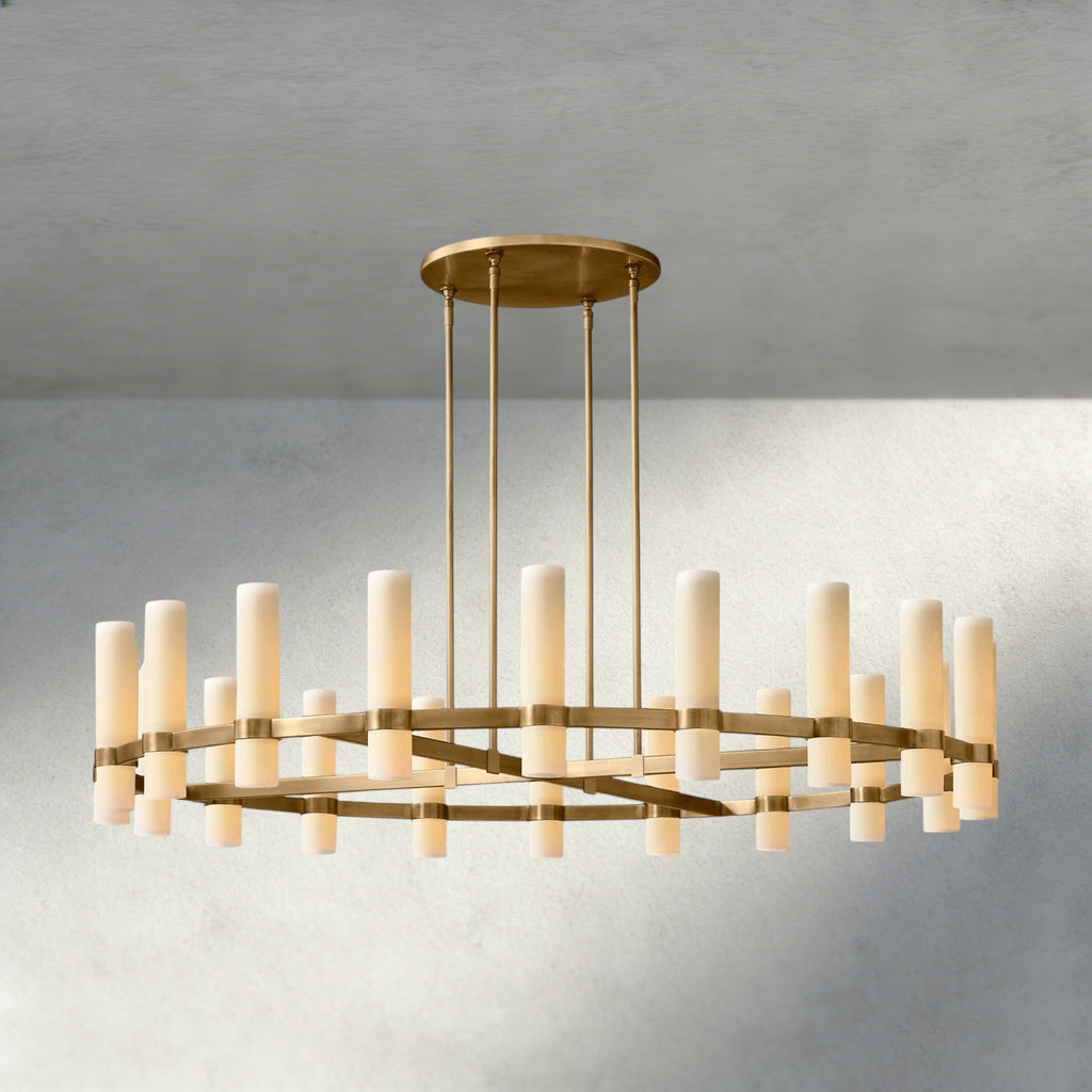 Ravelle Round Milk Glass Chandelier 36", 48", 60"-Chandelier-Manorlights