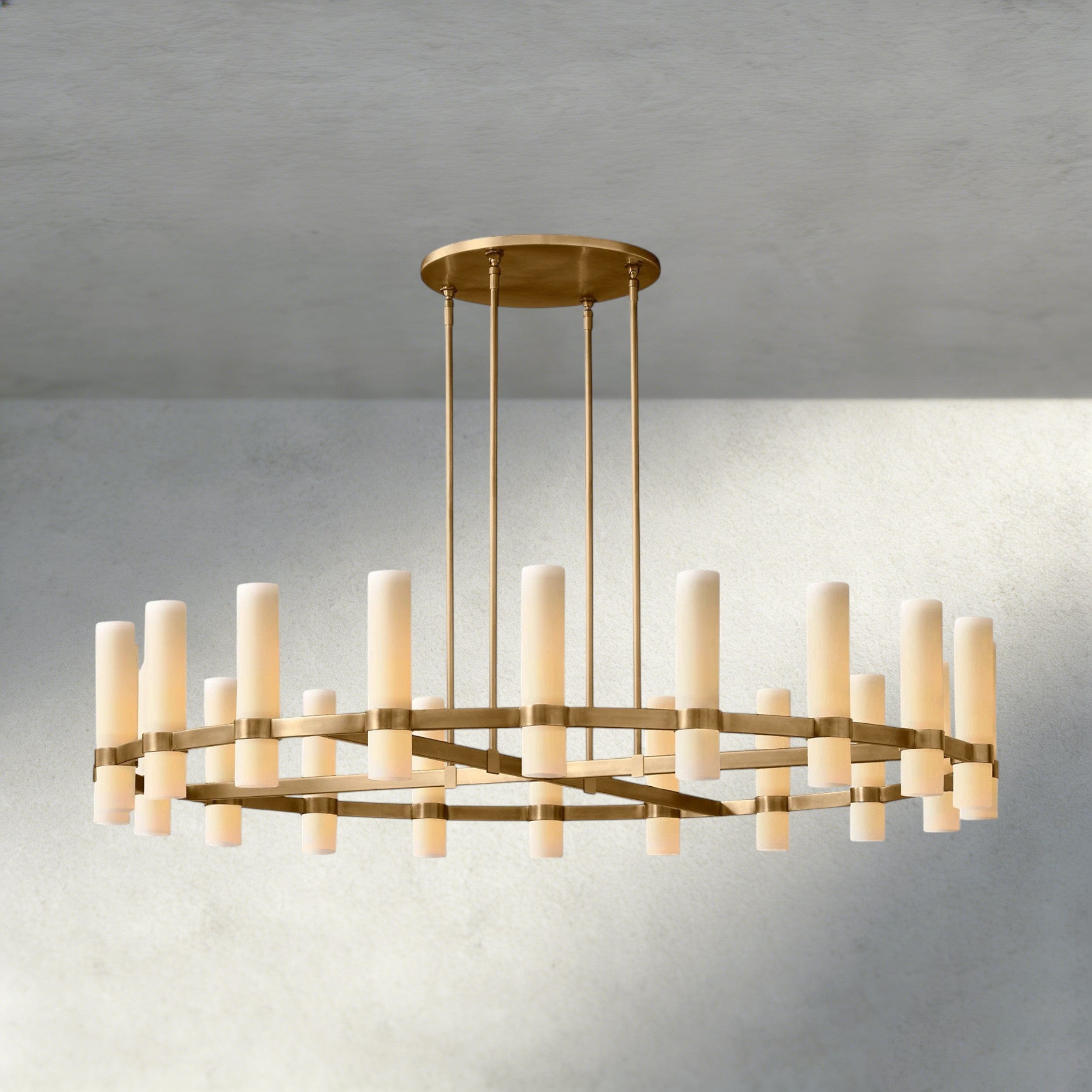 Ravelle Round Milk Glass Chandelier 36", 48", 60"-Chandelier-Manorlights