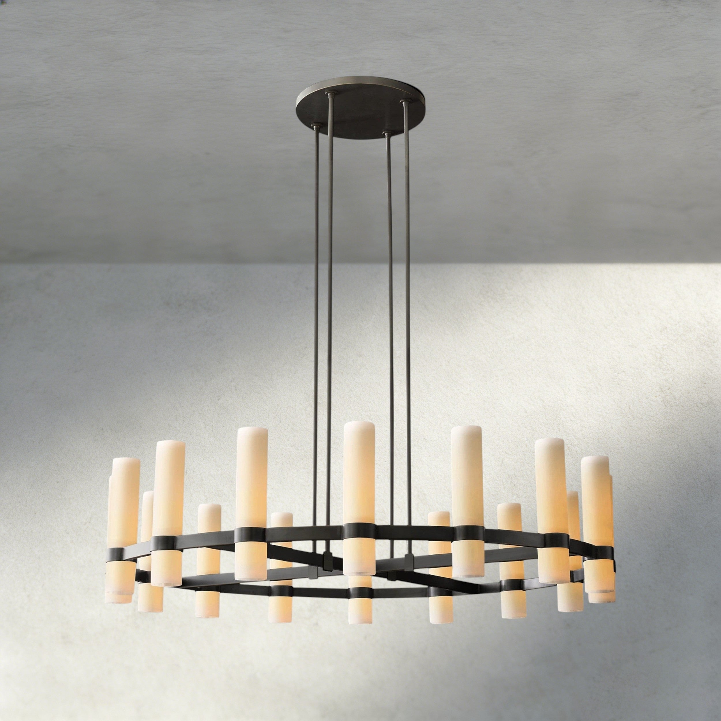 Ravelle Round Milk Glass Chandelier 36", 48", 60"-Chandelier-Manorlights