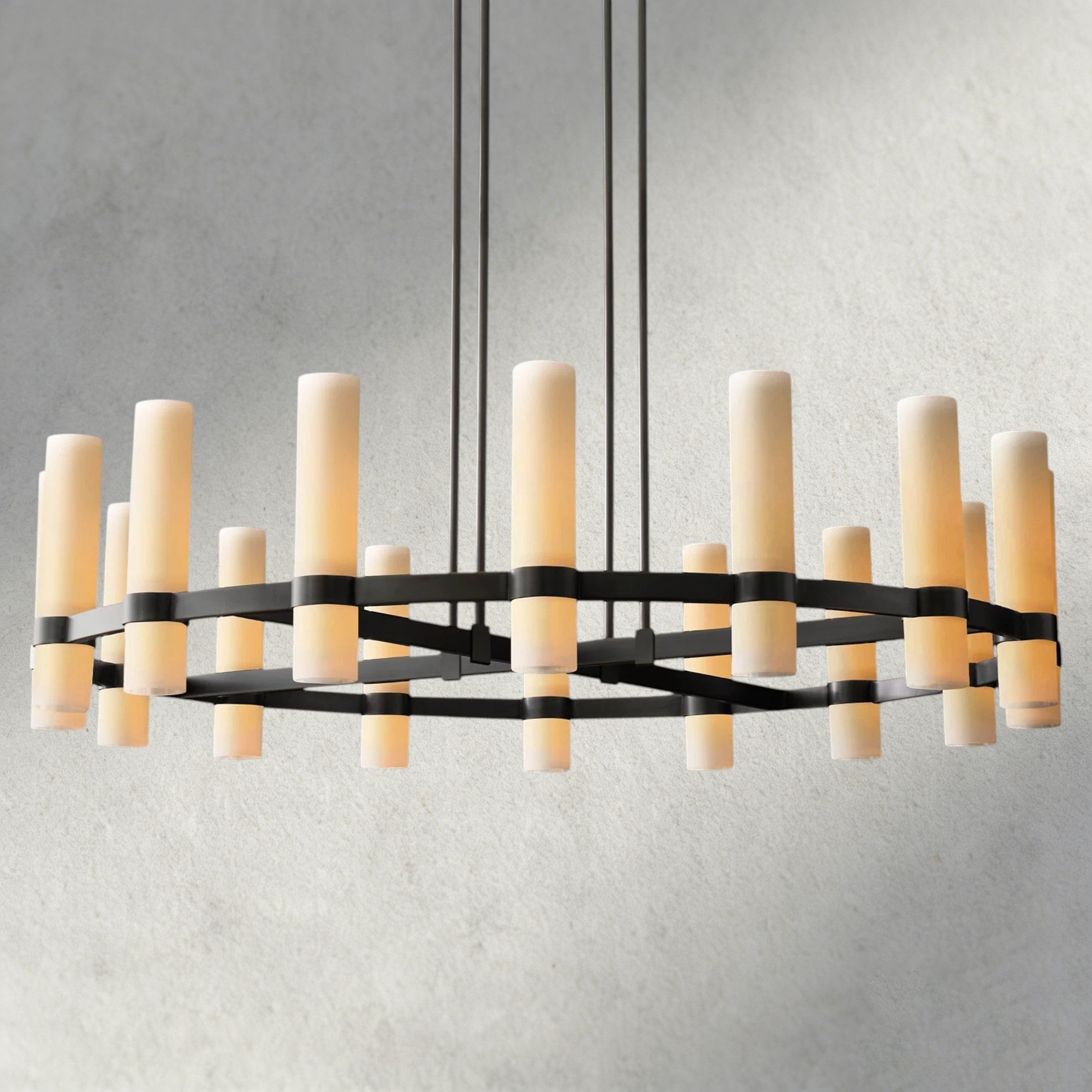 Ravelle Round Milk Glass Chandelier 36", 48", 60"-Chandelier-Manorlights