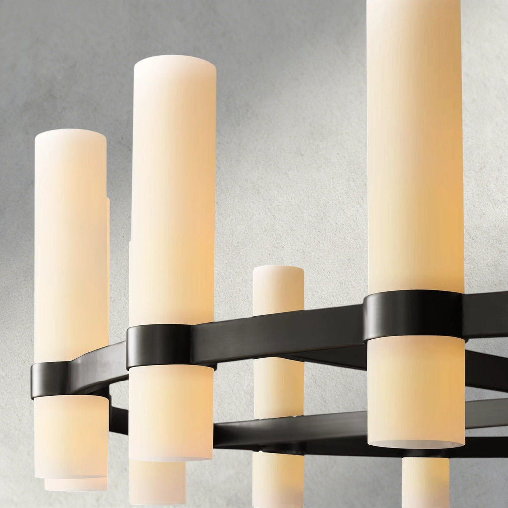 Ravelle Round Milk Glass Chandelier 36", 48", 60"-Chandelier-Manorlights