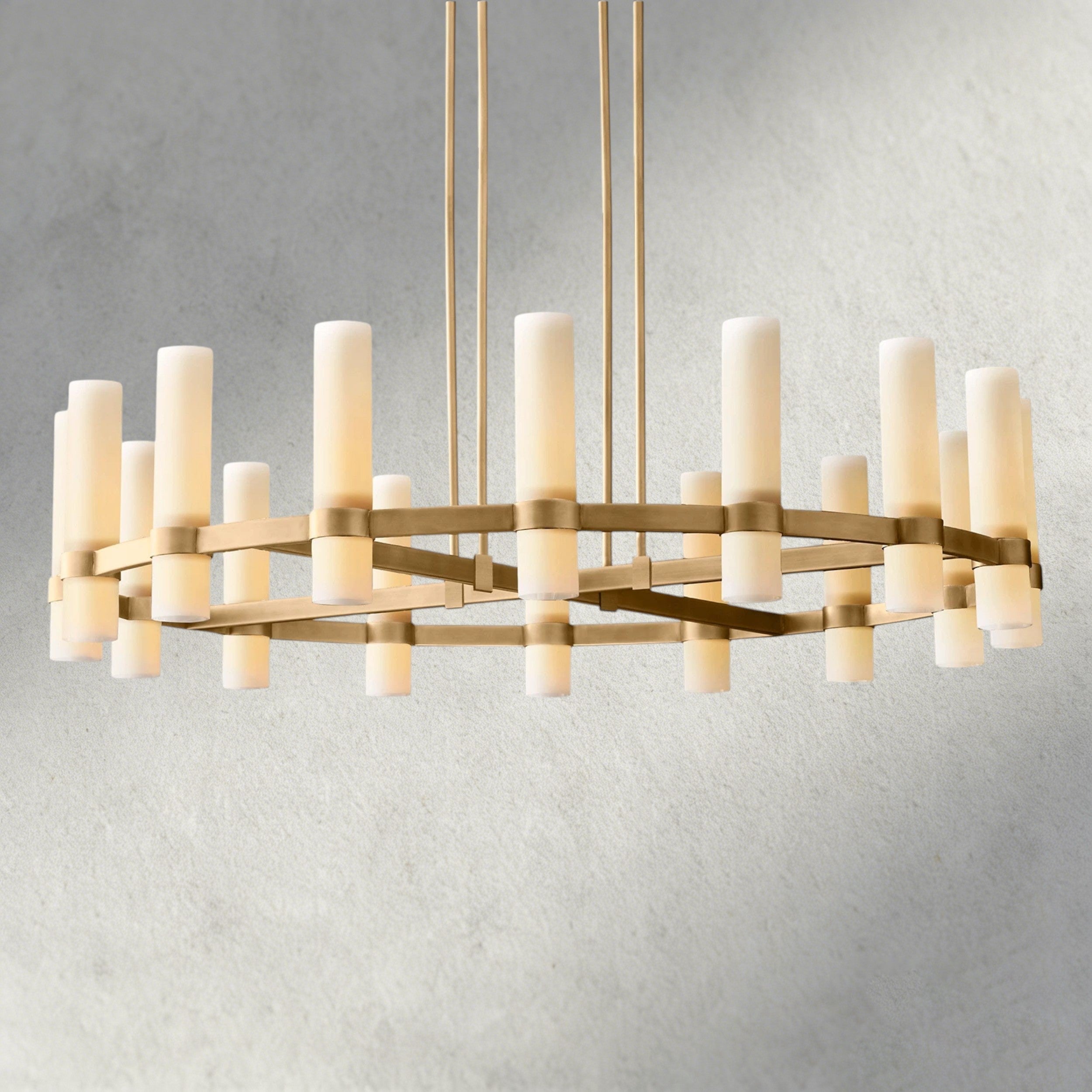 Ravelle Round Milk Glass Chandelier 36", 48", 60"-Chandelier-Manorlights