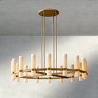 Ravelle Round Milk Glass Chandelier 36", 48", 60"-Chandelier-Manorlights