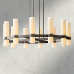 Ravelle Round Milk Glass Chandelier 36", 48", 60"-Chandelier-Manorlights